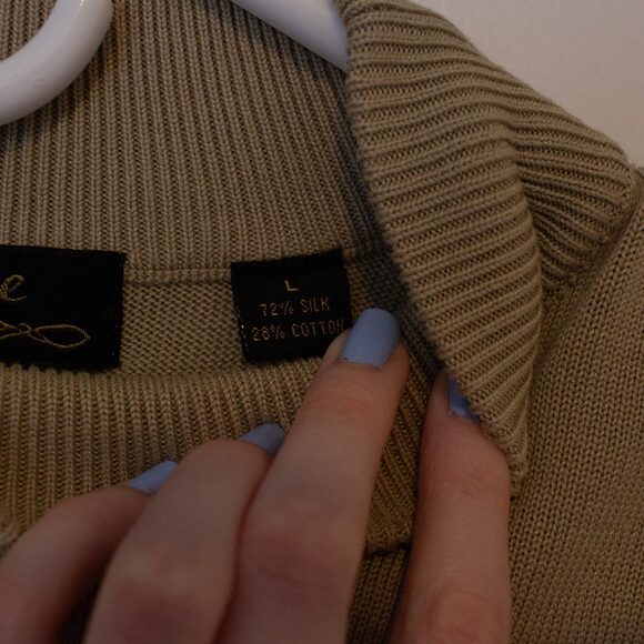 Quiet Luxury VTG Fonte Sweater Silk Blend Mockneck Minimalist L Soft Autumn - Picture 6 of 7